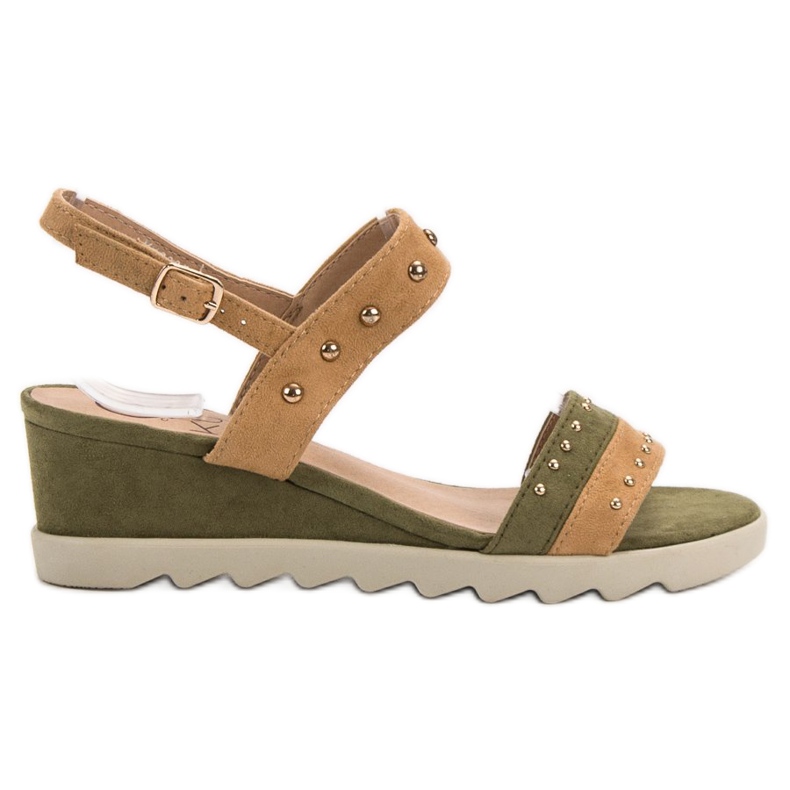 Kylie Sandalen mit Strasssteinen braun grün