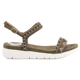 Kylie Khakifarbene Keilsandalen grün