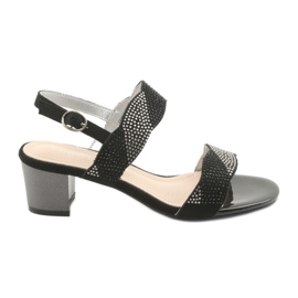 Sergio Leone Sandalen auf dem SK795 Post Black mit Zirkonen schwarz