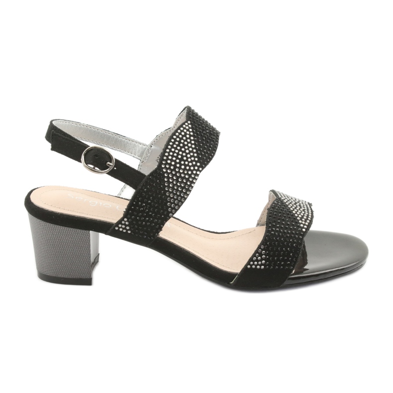 Sergio Leone Sandalen auf dem SK795 Post Black mit Zirkonen schwarz