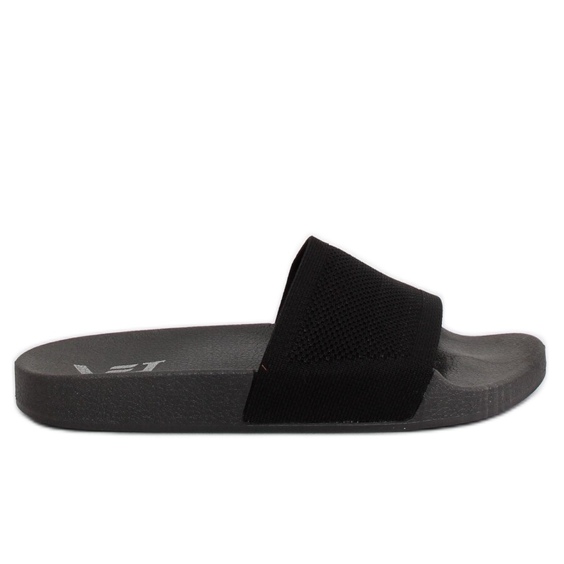 Schwarze Hausschuhe mit Strickgürtel PT-110 Schwarz