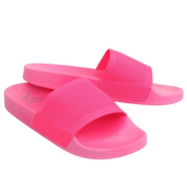 Hausschuhe mit gestricktem rosa Gürtel PT-110 Fuchsia