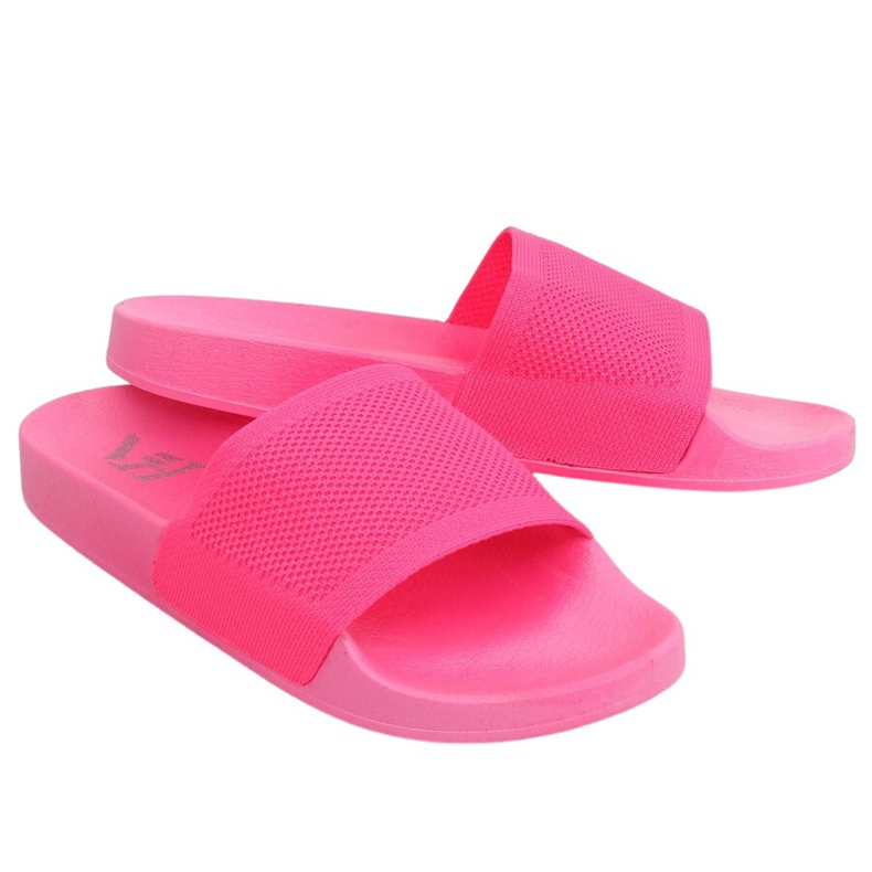 Hausschuhe mit gestricktem rosa Gürtel PT-110 Fuchsia