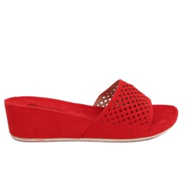Rote durchbrochene Hausschuhe JS-03 Rot