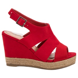 Best Shoes Espadrilles Rote Sandalen