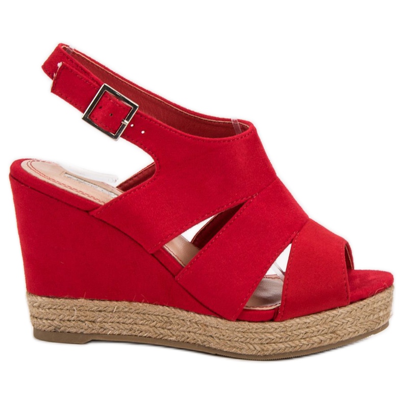 Best Shoes Espadrilles Rote Sandalen