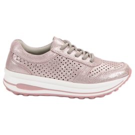 Filippo Brokatschuhe aus Leder rosa