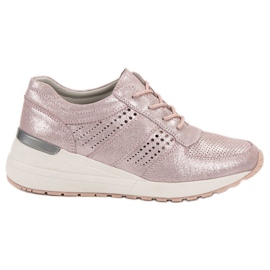 Filippo Sneakers aus Leder mit Keilabsatz rosa