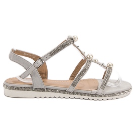 GUAPISSIMA Sandalen mit Perlen grau