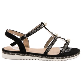 GUAPISSIMA Sandalen mit Perlen schwarz