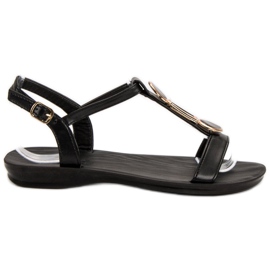 Camo Lässige flache Sandalen schwarz