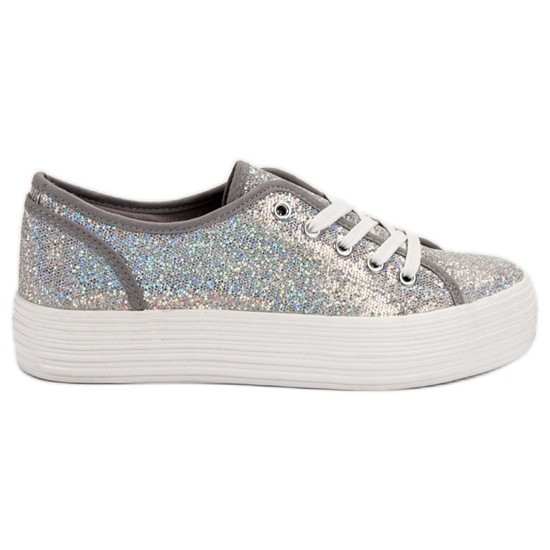 SHELOVET Sneakers mit Glitzer grau