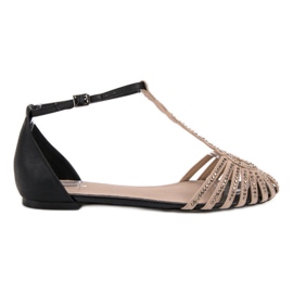 SHELOVET Modische Sandalen mit Zirkonia schwarz braun