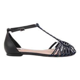 SHELOVET Modische Sandalen mit Zirkonia schwarz blau