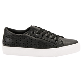 J. Star Durchbrochene schwarze Turnschuhe