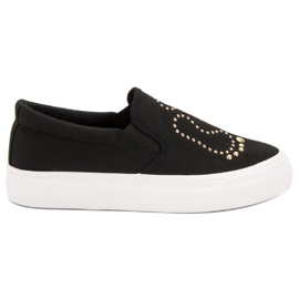 J. Star Slipons mit Strasssteinen schwarz