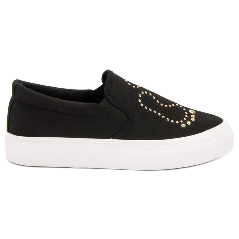 J. Star Slipons mit Strasssteinen schwarz