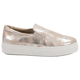 SHELOVET Slip-On Sneakers mit Animal-Print gelb