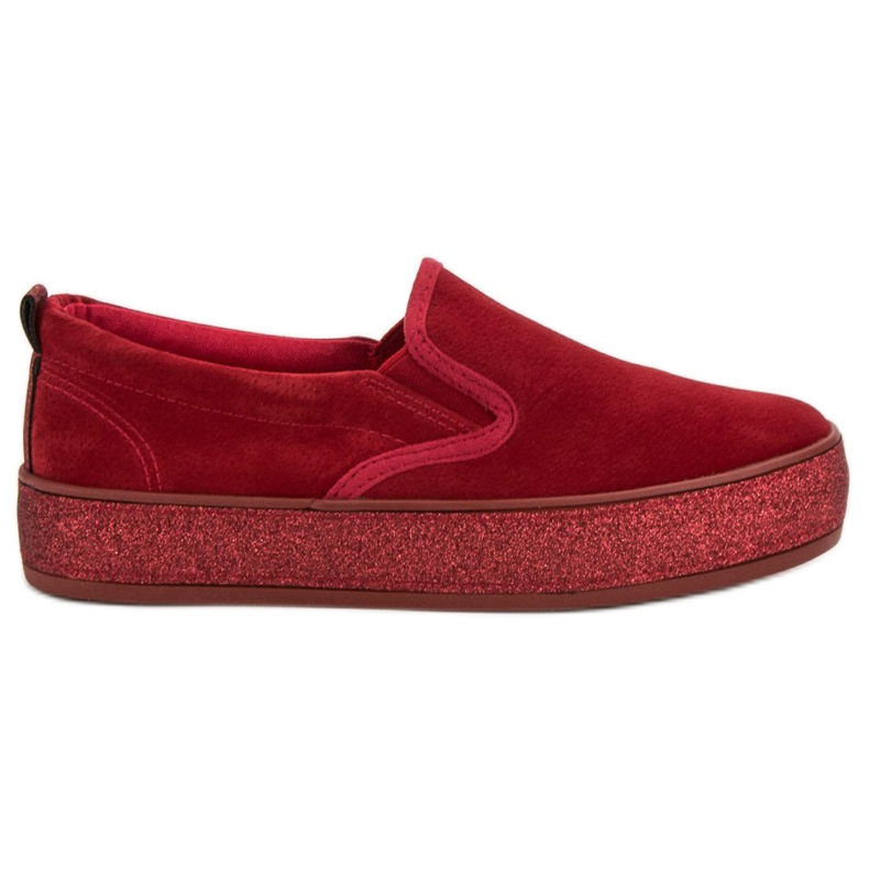 SHELOVET Slipper mit Glitzersohle rot
