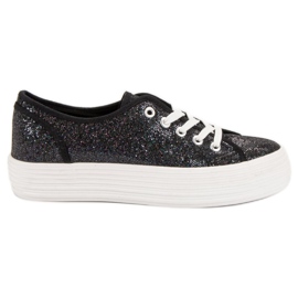 SHELOVET Sneakers mit Glitzer schwarz