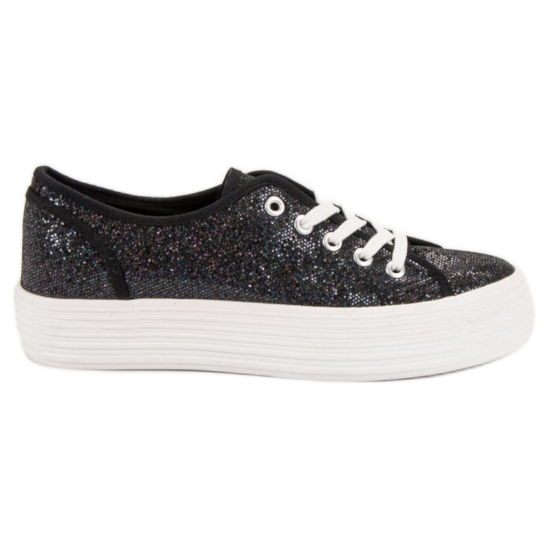 SHELOVET Sneakers mit Glitzer schwarz