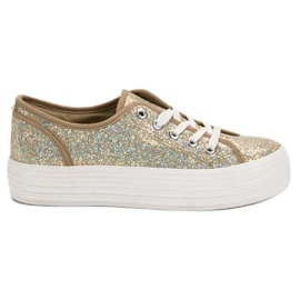 SHELOVET Sneakers mit Glitzer gelb
