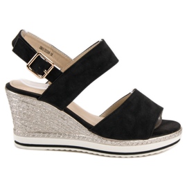 SHELOVET Hellschwarze Sandalen