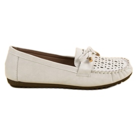 Top Shoes Weiße durchbrochene Loafer