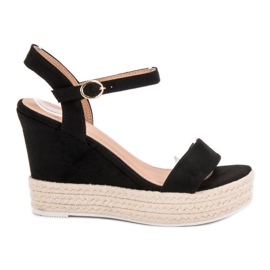 Ideal Shoes Stylische Keilsandalen schwarz