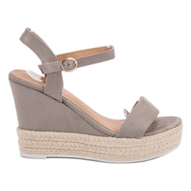 Ideal Shoes Stylische Keilsandalen grau