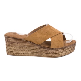 SHELOVET Camel Keilsandalen braun