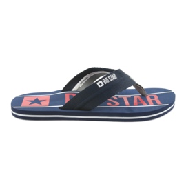 Herren Big Star 174658 marineblaue Hausschuhe weiß rot navy blau