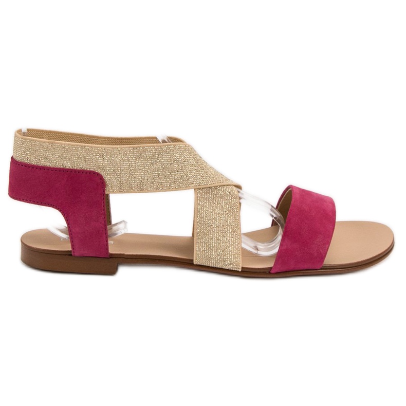 SHELOVET Elegante flache Sandalen braun rosa
