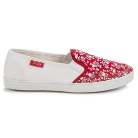 Lovery Lässige Slipper weiß rot