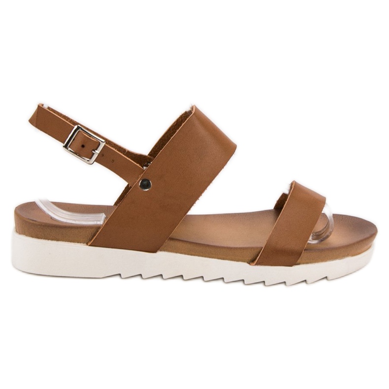 Best Shoes Camel Flache Sandalen braun