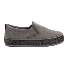 SHELOVET Slipper mit Glitzersohle grau