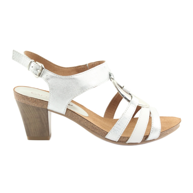 Caprice Damensandalen mit Ornament 28308 Silber Oval weiß grau