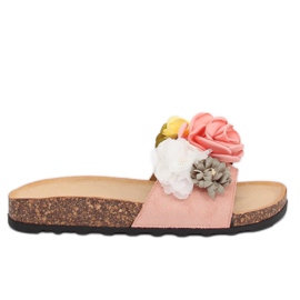 Hausschuhe mit Blumen rosa 218-170 Pink