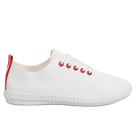 Weiße und rote Sneakers für Damen B111-17 WEISS / ROT