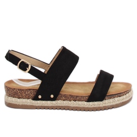 Schwarze Sandalen auf Korksohle CH-118 Black