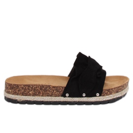 Schwarze Espadrilles-Hausschuhe BJS-002 Schwarz