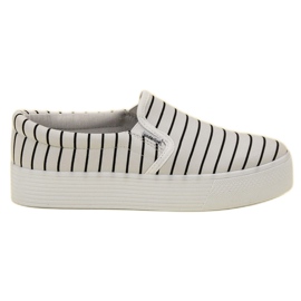 SHELOVET Weiß gestreifte Slipper