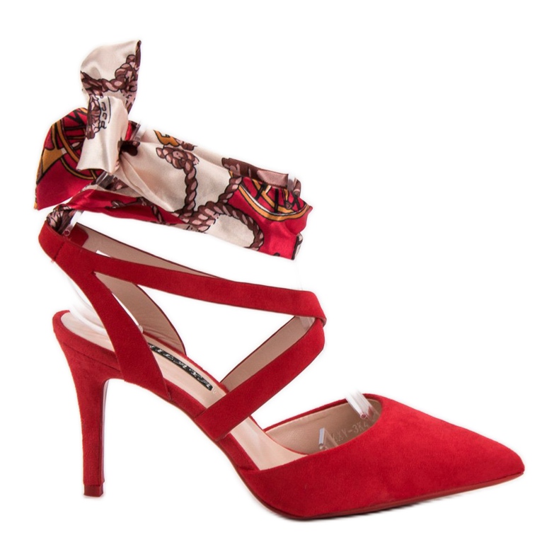 Milaya Stilettos mit einem Band gebunden rot