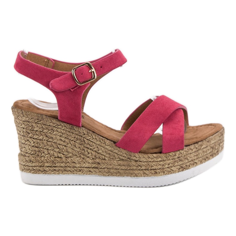 JESSY ROSS Fuchsiafarbene Wildledersandalen rosa