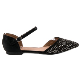 Primavera Verschlossene Ballerinas mit Cubic Zirkonia schwarz