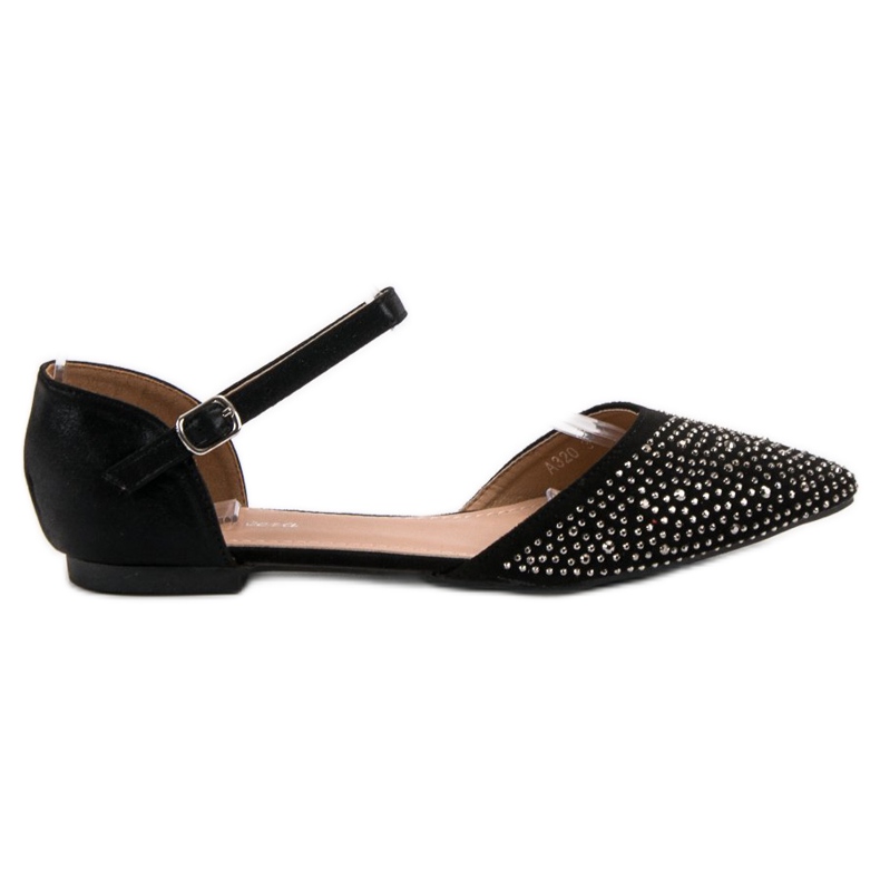 Primavera Verschlossene Ballerinas mit Cubic Zirkonia schwarz