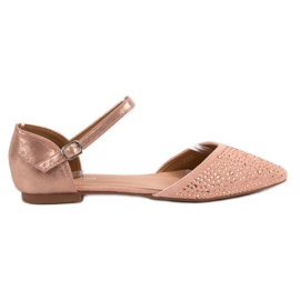 Primavera Verschlossene Ballerinas mit Cubic Zirkonia rosa