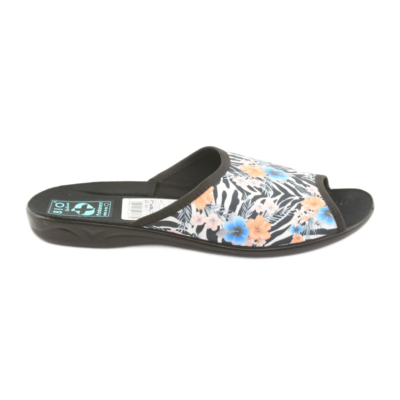 Damen Zebra Adanex 23877 Hausschuhe weiß schwarz blau orange