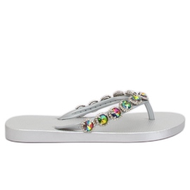 Elegante Flip-Flops mit silbernen JH69 Silver Steinen grau