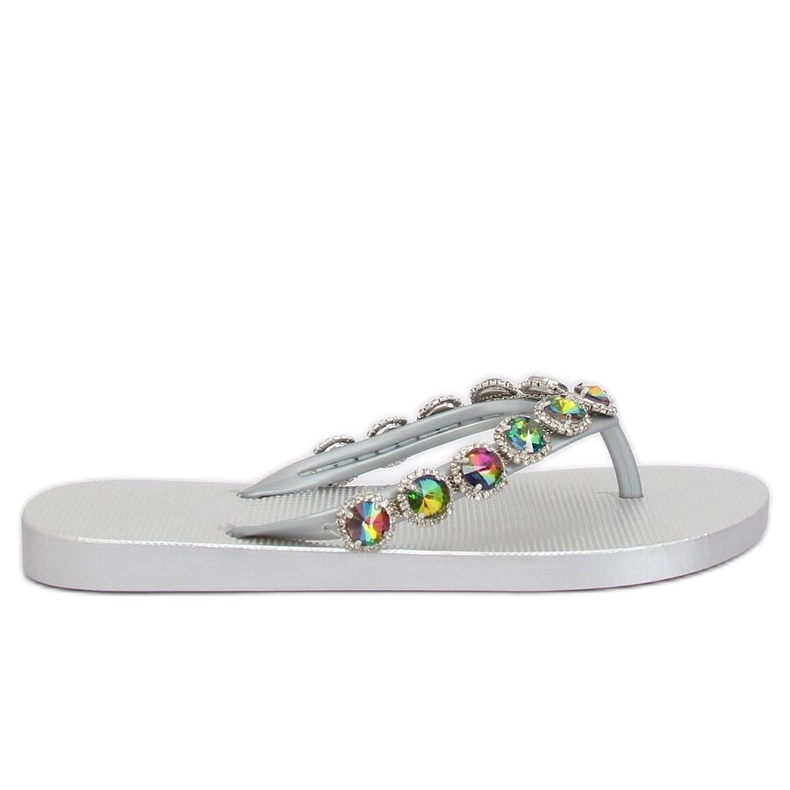Elegante Flip-Flops mit silbernen JH69 Silver Steinen grau